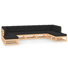 9 Stk. Gartenmöbel und Kissen anthrazit massives Zirbenholz von vidaXL, Gartensets - Ref: Foro24-3083888, Preis: 750,09 €, Ra...