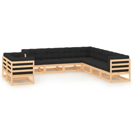 9 Stk. Gartenmöbel und Kissen anthrazit massives Zirbenholz von vidaXL, Gartensets - Ref: Foro24-3083855, Preis: 808,79 €, Ra...