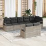 Conjunto de sofá de jardín con cojín 8 pcs Gris Claro