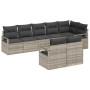 Conjunto de sofá de jardín con cojín 8 pcs Gris Claro