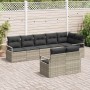 Conjunto de sofá de jardín con cojín 8 pcs Gris Claro
