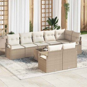 Conjunto de sofá de jardín con cojín 9 pcs Beige y Crema Conjunto de sofá de jardín con cojín 9 pcs Beige y Crema