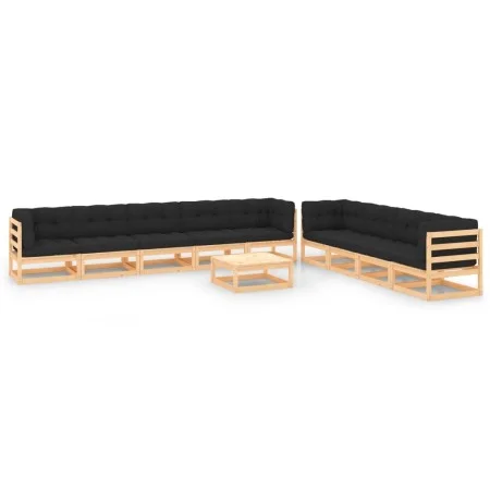 Muebles de jardín 10 pzas cojines antracita madera maciza pino de vidaXL, Conjuntos de jardín - Ref: Foro24-3083870, Precio: ...