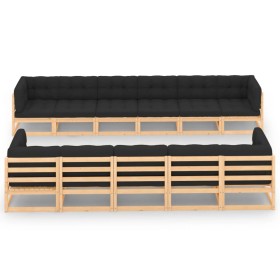Garden furniture 11 pcs anthracite cushions solid pine wood by vidaXL, Garden sets - Ref: Foro24-3083913, Price: 982,37 €, Di...