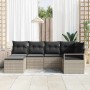 Conjunto de sofá de jardín con cojín 6 pcs Gris Claro