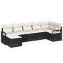 Conjunto de sofá de jardín con cojín 7 pcs Negro y crema