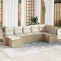 Conjunto de sofá de jardín con cojín 7 pcs Beige y Crema
