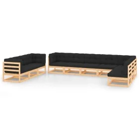 Garden furniture 10 pcs anthracite cushions solid pine wood by vidaXL, Garden sets - Ref: Foro24-3083871, Price: 908,02 €, Di...
