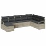 Conjunto de sofá de jardín con cojín 7 pcs Gris Claro