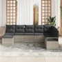 Conjunto de sofá de jardín con cojín 7 pcs Gris Claro