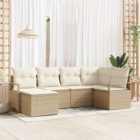Conjunto de sofá de jardín con cojín 8 pcs Beige y Crema