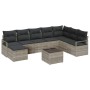 Conjunto de sofá de jardín con cojín 8 pcs Gris Claro