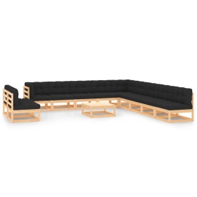Muebles de jardín 12 pzas con cojines antracita madera maciza de vidaXL, Conjuntos de jardín - Ref: Foro24-3083906, Precio: 8...