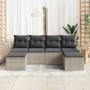 Conjunto de sofá de jardín con cojín 6 pcs Gris Claro
