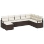 Conjunto de sofá de jardín con cojín 8 pcs Marrón y crema