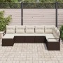 Conjunto de sofá de jardín con cojín 8 pcs Marrón y crema