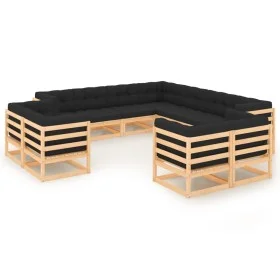 Garden furniture 11 pcs anthracite cushions solid pine wood by vidaXL, Garden sets - Ref: Foro24-3083861, Price: 962,52 €, Di...