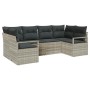 Conjunto de sofá de jardín con cojín 6 pcs Gris Claro
