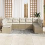 Conjunto de sofá de jardín con cojín 7 pcs Beige y Crema