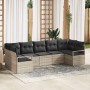 Conjunto de sofá de jardín con cojín 7 pcs Gris Claro