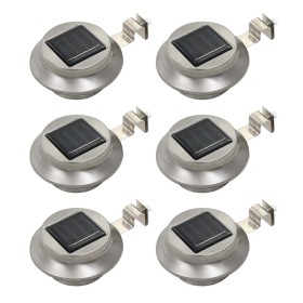 Lámparas solares de exterior LED redondas 6 uds 12 cm blanco