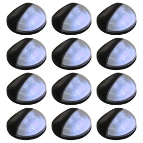 Lámparas solares LED de pared exterior 12 uds redondas negro