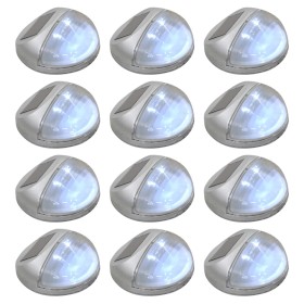 Lámparas solares LED de pared exterior 12 uds redondas plateada