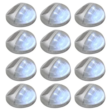 Lámparas solares LED de pared exterior 12 uds redondas plateada de vidaXL, Iluminación de exterior - Ref: Foro24-44473, Preci...