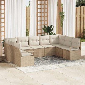 Conjunto de sofá de jardín con cojín 9 pcs Beige y Crema Conjunto de sofá de jardín con cojín 9 pcs Beige y Crema