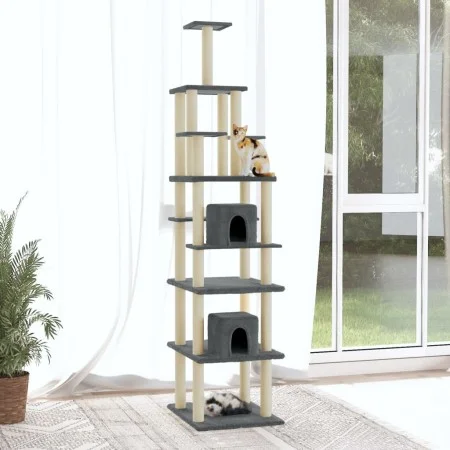 Cat scratching post with dark gray sisal posts 216 cm by vidaXL, Cat furniture - Ref: Foro24-171529, Price: 100,35 €, Discoun...