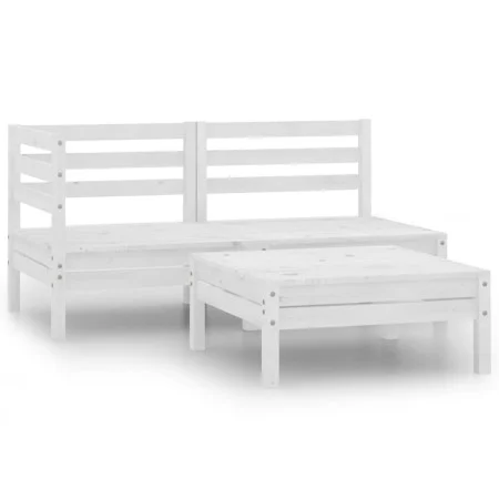 Gartenmöbel-Set 3-teilig aus massivem weißem Kiefernholz von vidaXL, Gartensets - Ref: Foro24-806598, Preis: 154,08 €, Rabatt: %