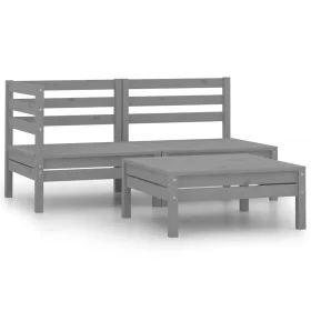 3-teiliges Gartenmöbel-Set aus massivem Kiefernholz grau von vidaXL, Gartensets - Ref: Foro24-806599, Preis: 113,81 €, Rabatt: %
