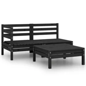 Garden furniture set 3 pieces solid black pine wood by vidaXL, Garden sets - Ref: Foro24-806601, Price: 153,60 €, Discount: %