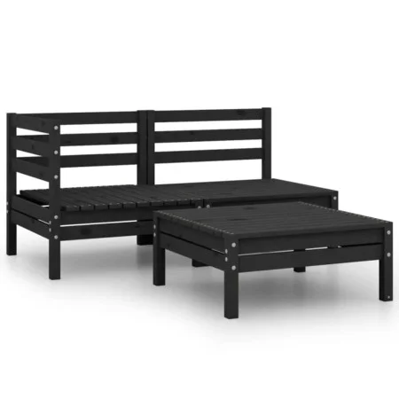 Garden furniture set 3 pieces solid black pine wood by vidaXL, Garden sets - Ref: Foro24-806601, Price: 153,60 €, Discount: %