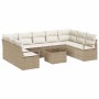 Conjunto de sofá de jardín con cojín 10 pcs Beige y Crema