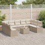 Conjunto de sofá de jardín con cojín 10 pcs Beige y Crema