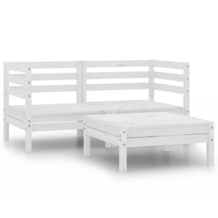 Gartenmöbel-Set 3-teilig aus massivem weißem Kiefernholz von vidaXL, Gartensets - Ref: Foro24-806603, Preis: 200,09 €, Rabatt: %