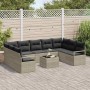 Conjunto de sofá de jardín con cojín 10 pcs Gris Claro