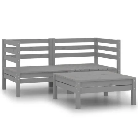 Garden furniture set 3 pieces solid gray pine wood by vidaXL, Garden sets - Ref: Foro24-806604, Price: 109,60 €, Discount: %