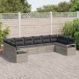 Conjunto de sofá de jardín con cojín 10 pcs Gris Claro