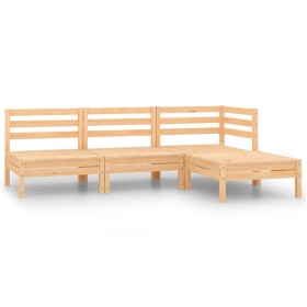 Juego de muebles de jardín 4 piezas madera maciza de pino