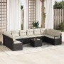 Conjunto de sofá de jardín con cojín 11 pcs Marrón y crema
