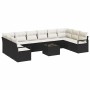 Conjunto de sofá de jardín con cojín 11 pcs Marrón y crema