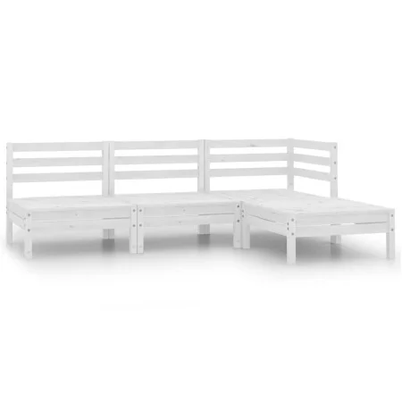 Gartenmöbel-Set 4-teilig aus massivem weißem Kiefernholz von vidaXL, Gartensets - Ref: Foro24-806618, Preis: 199,13 €, Rabatt: %