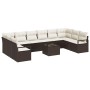 Conjunto de sofá de jardín con cojín 11 pcs Marrón y crema