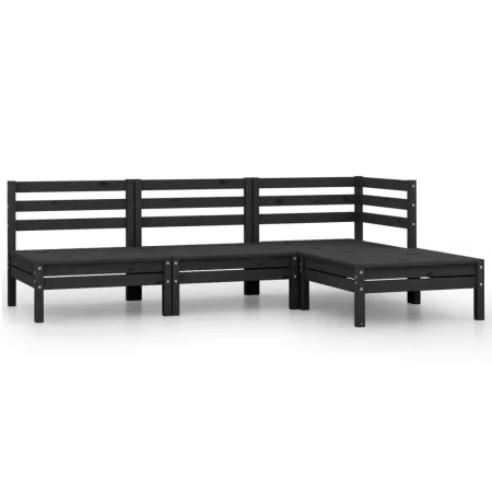 4-teiliges Gartenmöbel-Set aus massivem Kiefernholz schwarz von vidaXL, Gartensets - Ref: Foro24-806621, Preis: 163,70 €, Rab...