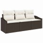 Conjunto de sofá de jardín con cojín 3 pcs Marrón y crema