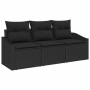 Conjunto de sofá de jardín con cojín 3 pcs Negro