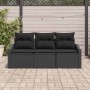 Conjunto de sofá de jardín con cojín 3 pcs Negro