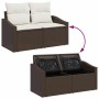 Conjunto de sofá de jardín 7 pcs Marrón y crema 55 x 55 x 37 cm